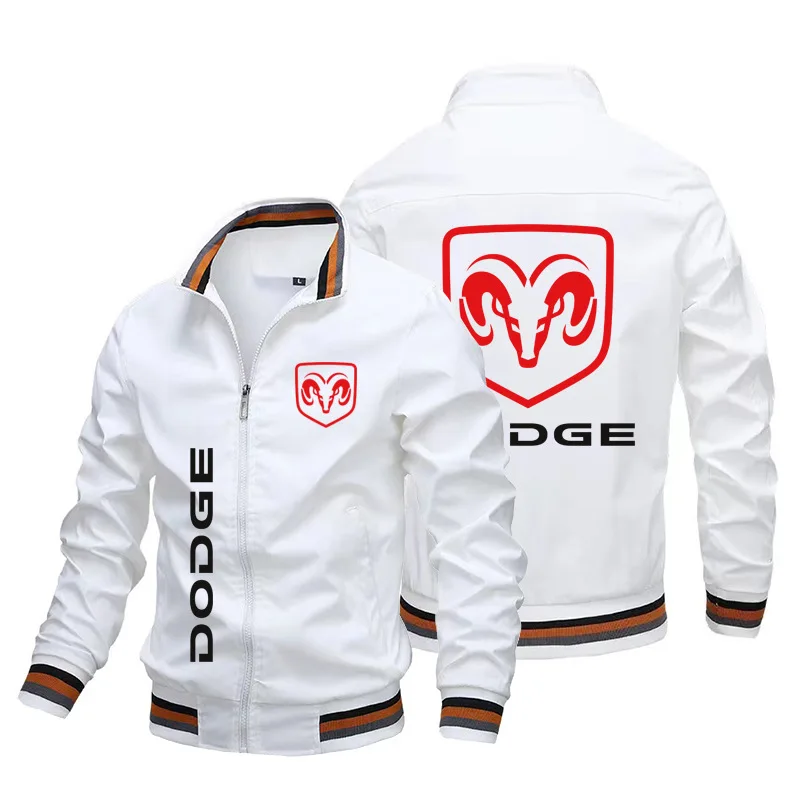 New Dodge motorcycle car logo autumn and winter fashion casual windproof high-end racing logo leather jacket