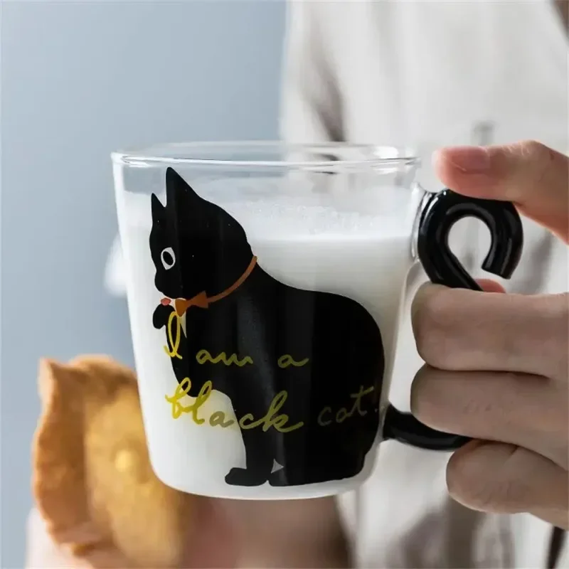 Cute Cat Coffee Mug 250ML Creative Print Milk Juice Cup Heat-resistant Microwave Usable Cups Office Kitchen Bar Glassware