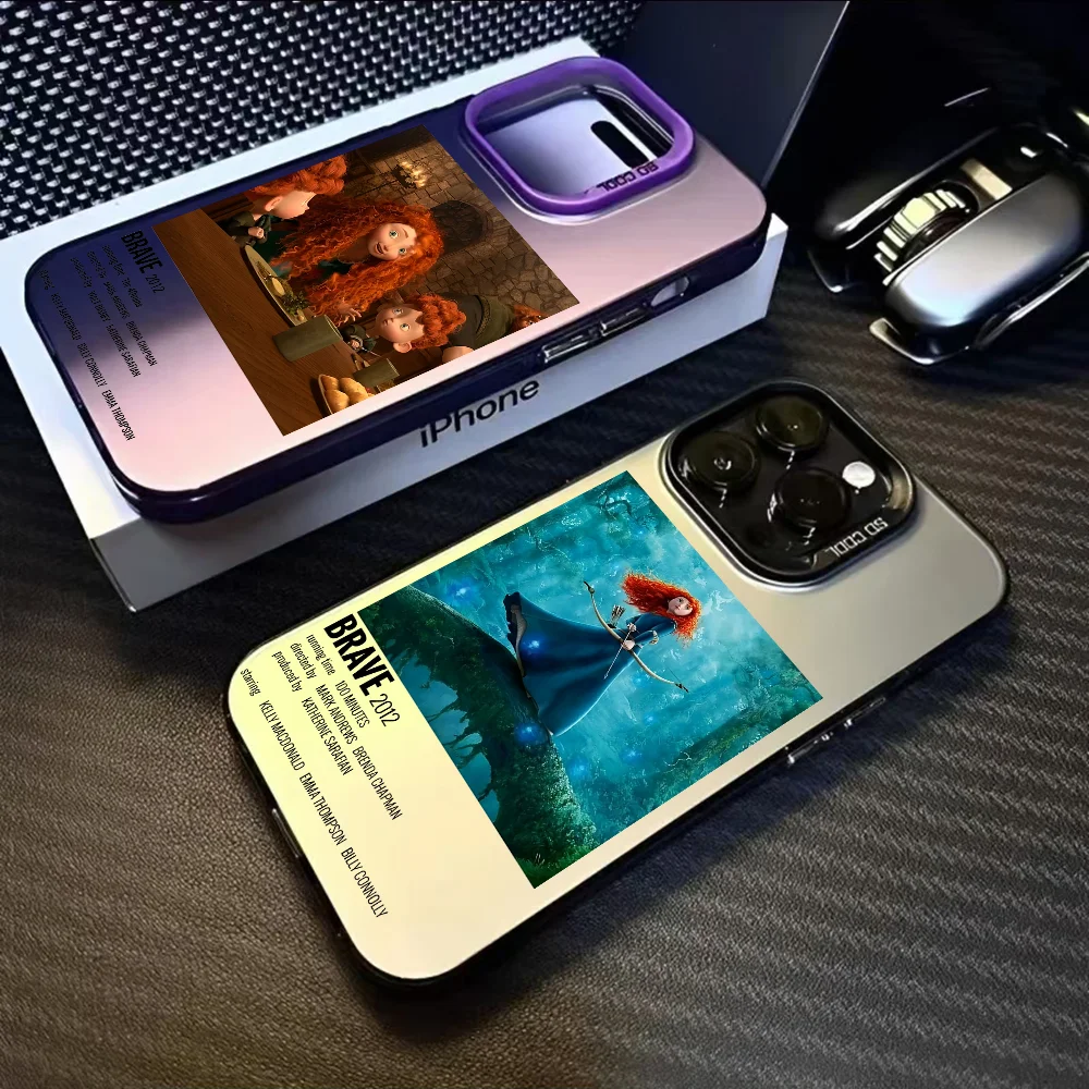 

Cartoon Brave Phone Case For iPhone 16 15 14 13 12 11 Pro Max Black Matte Multicolor Laser Metallic Aurora Cover