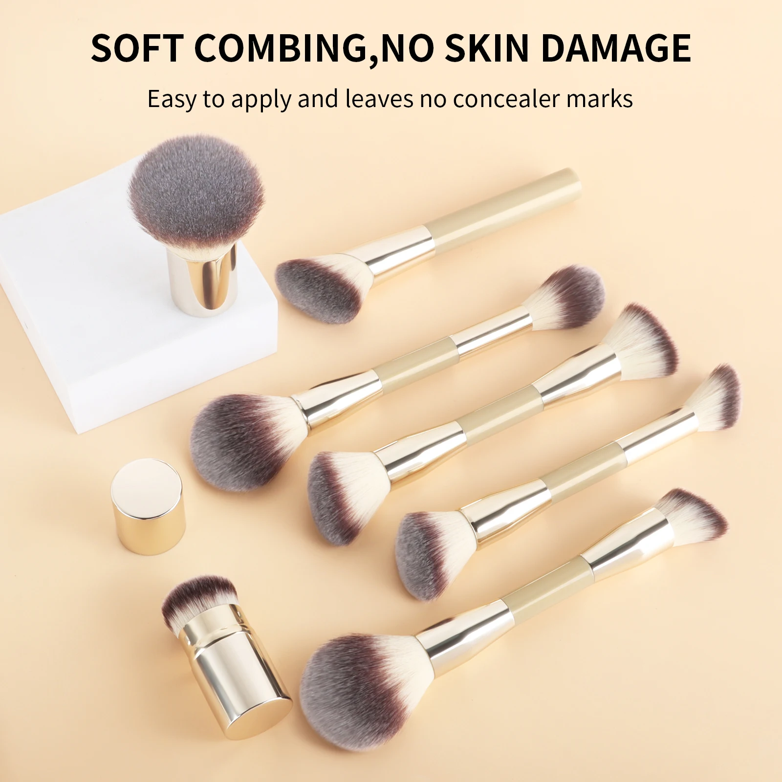 20Pcs Makeup Brush Set with Drawstring Bag, Powder Blush Contour Eye Brow Brushes, Fluffy Soft Hair for All Makeup Looks
