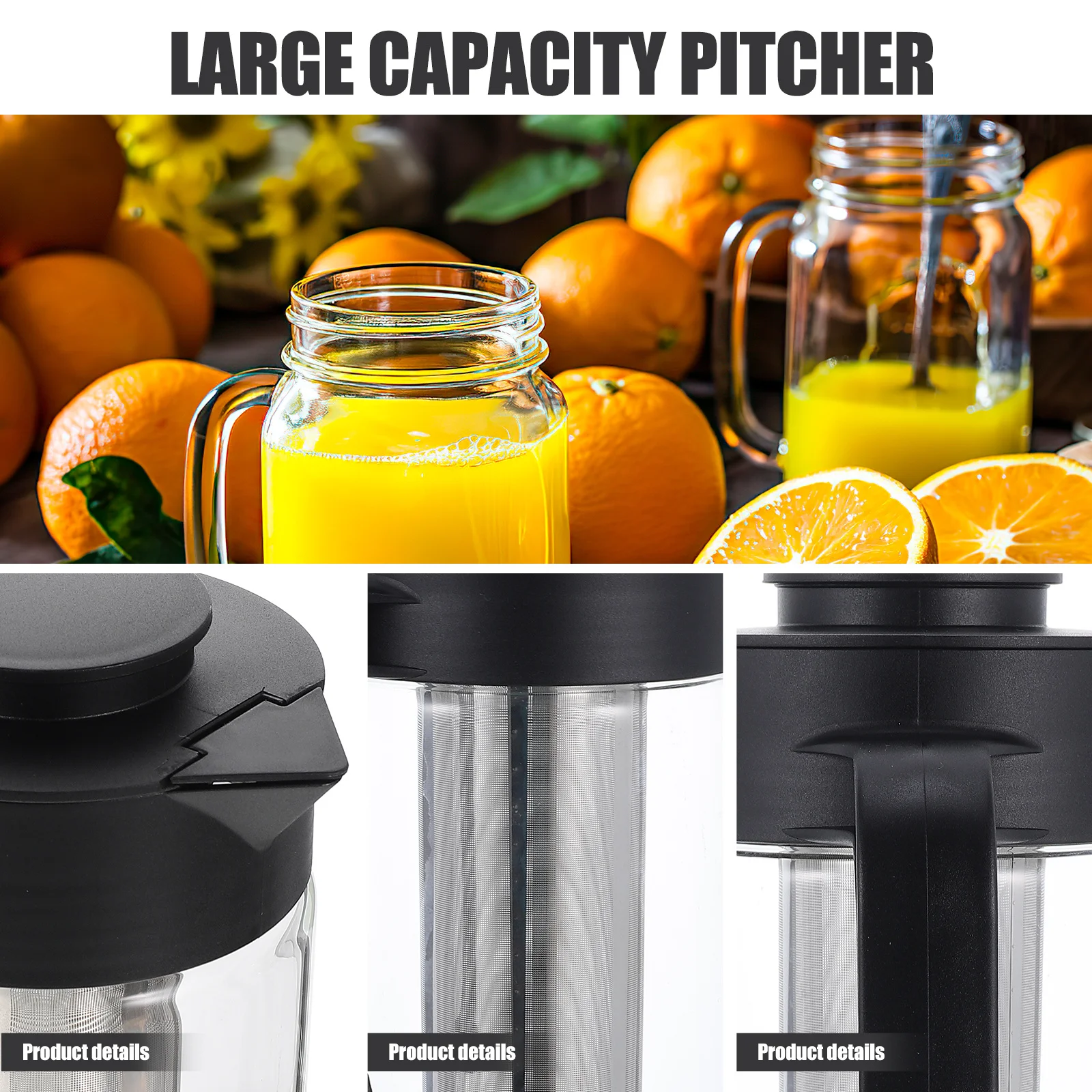 

Glass Tea Pot Large Capacity Cooling Beverage Pitcher High Temp Resistant Stainless Steel Filter Design for Iced Tea Hot Water