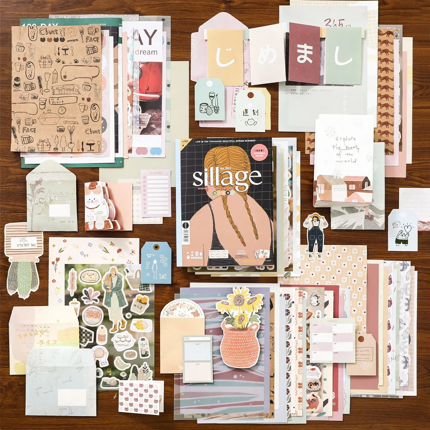 Chaoyu Korean-Style Ins-Style Journal Material Book, High-Value Salt-Style Character Pattern Sticker Material Paper, Ita Bag DIY Materials