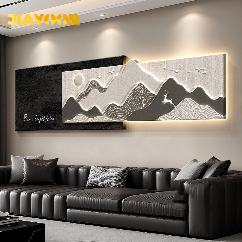Light Luxury High-end Led Decorative Painting Sandstone Home Decoration Living Room Sofa Corridor Staircase Wall Painting Light