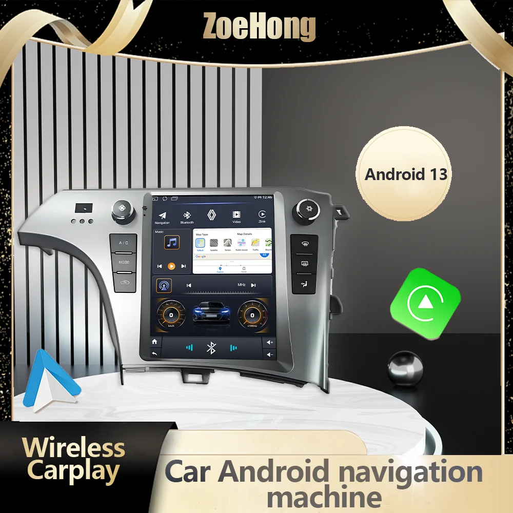9.7 ''GPS الملاحة الإطار 4G Carplay أندرويد السيارات لتويوتا بريوس 2010-2013 أندرويد 13 BT راديو شاشة ستيريو مشغل وسائط متعددة