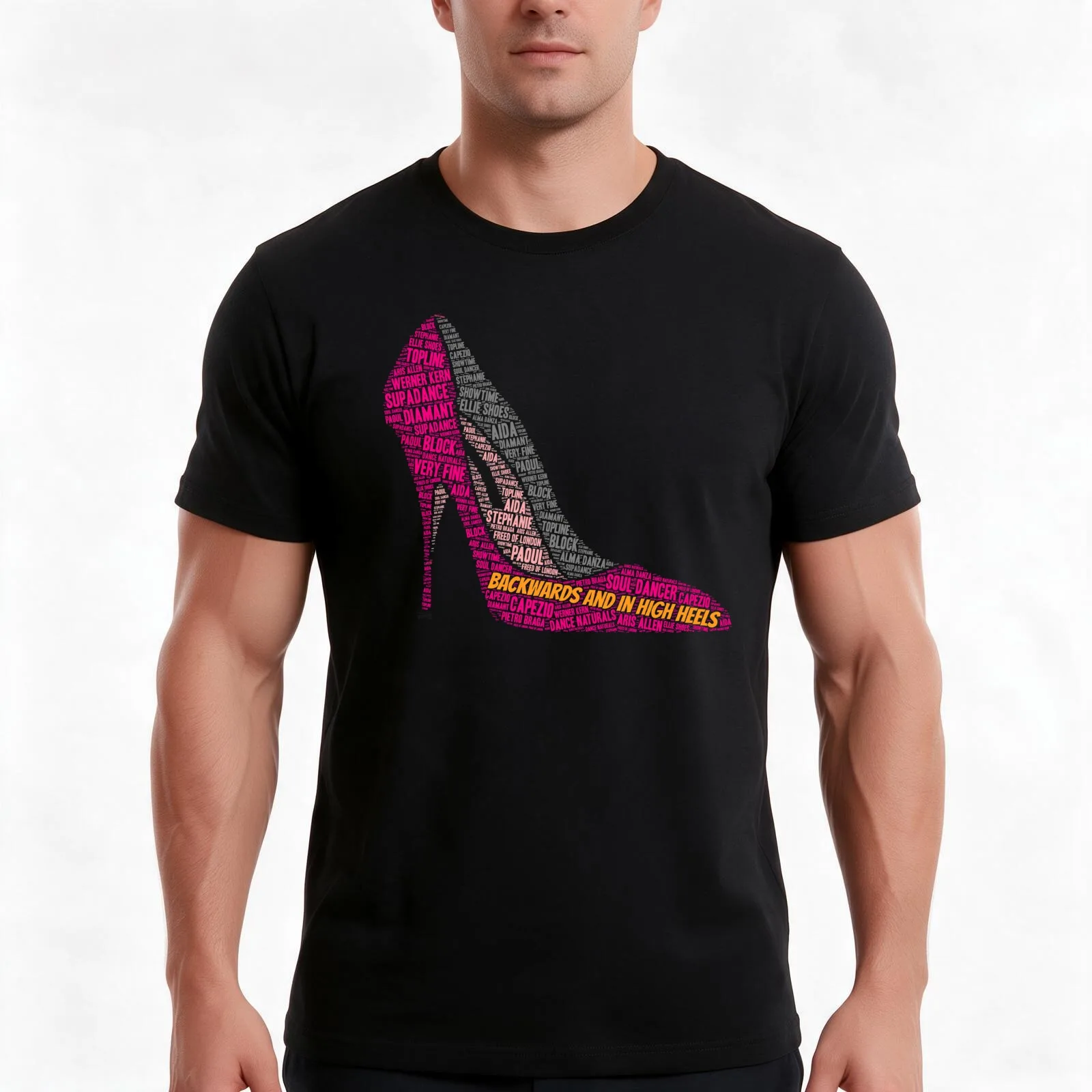 Backwards and in High Heels - Dance Shoes Graphic 3 T-Shirt Summer Casual Cotton Tee Oversized Streetwear Tops 100% Cotton