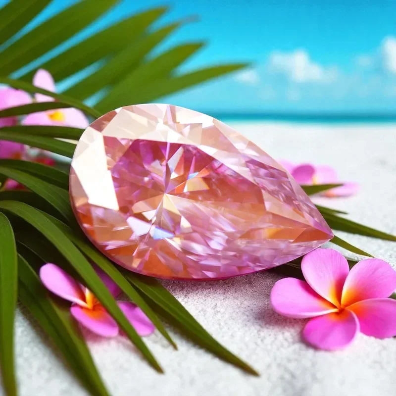 

Moissanite Pear Cut Sakura Pink Color Lab Grown Diamond For Diy Advanced Jewelry Rings Earrings Making With GRA Certificate