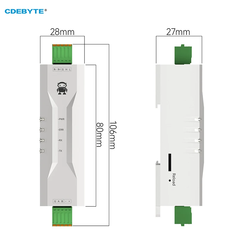 CAN naar serieel protocolconverter CAN naar RS485 CDEBYTE ECAN-101 Modbus DC 8-28V Ultraklein formaat AT Command Rail-installatie