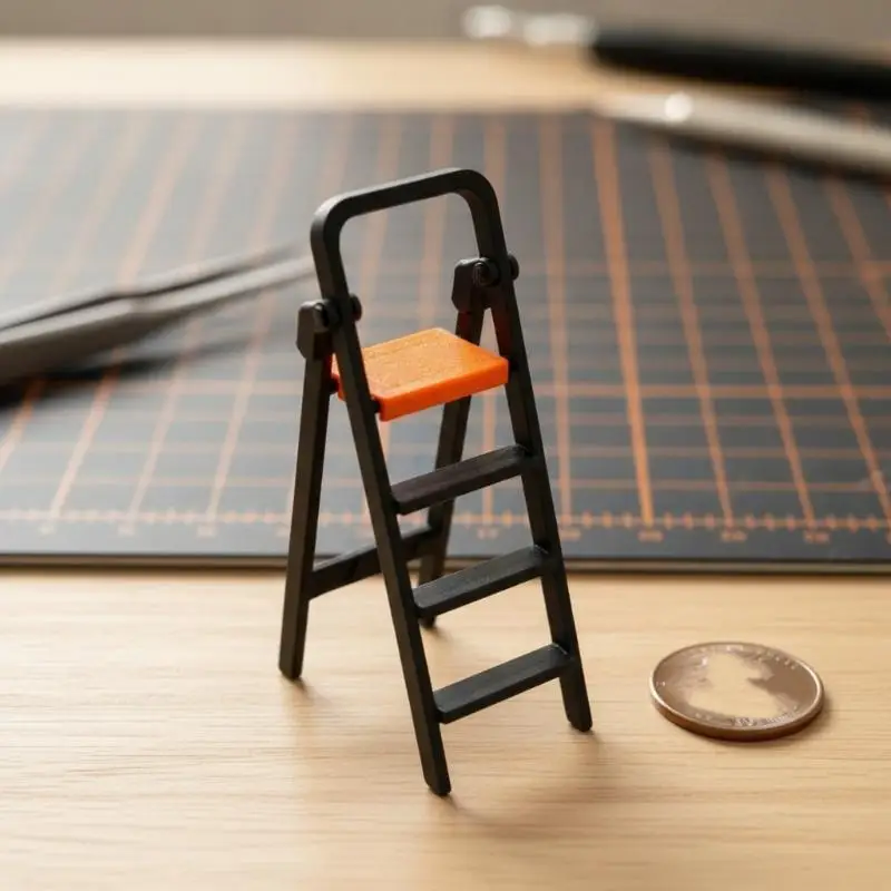 Dollhouse Mini Plastic Ladder Model Cute Miniature Furniture Ornament for Kids DIY Dollhouse Birthday Party Gifts
