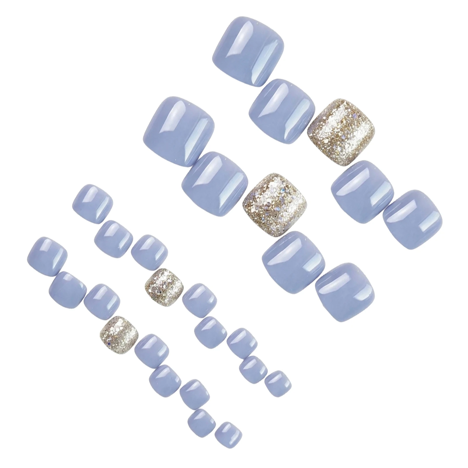 Easy-Apply Toenail Press On Nails Elegant for Weddings Haze Purple Gold Gradient Resin Toe Tips Gel Polish Coating Durable view 3
