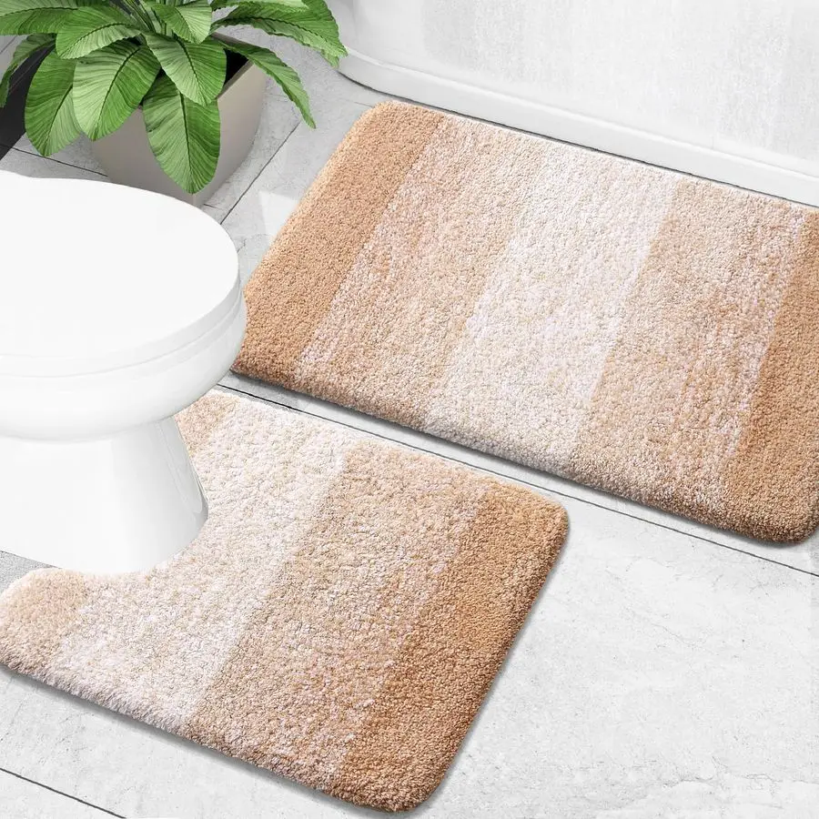 

Bathroom Rug Set 2 Piece, Soft Absorbent Microfiber Bath Mats and UShaped Contour Toilet Rug, NonSlip, Machine Wash Dry, Plush S
