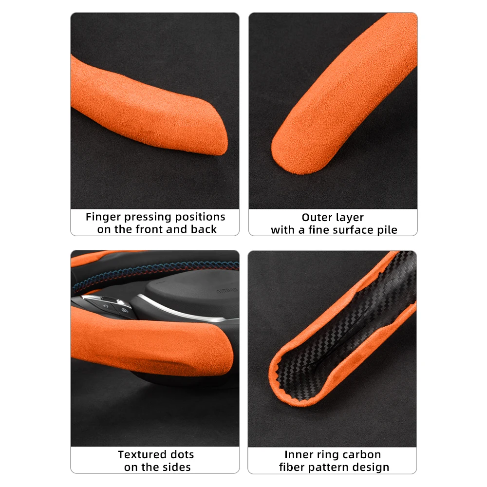 Suitable for Changan Sports Suede Steering Wheel Cover with Split Snap-On Design for Models Such as Cs75, Cs55, Cs35, X7 Plus, Uni-T, Uni-K, Alsvin, Cs15, Uni-S, Cs95, Hunter, Lumin, Nevo, Etc., in Black view 3