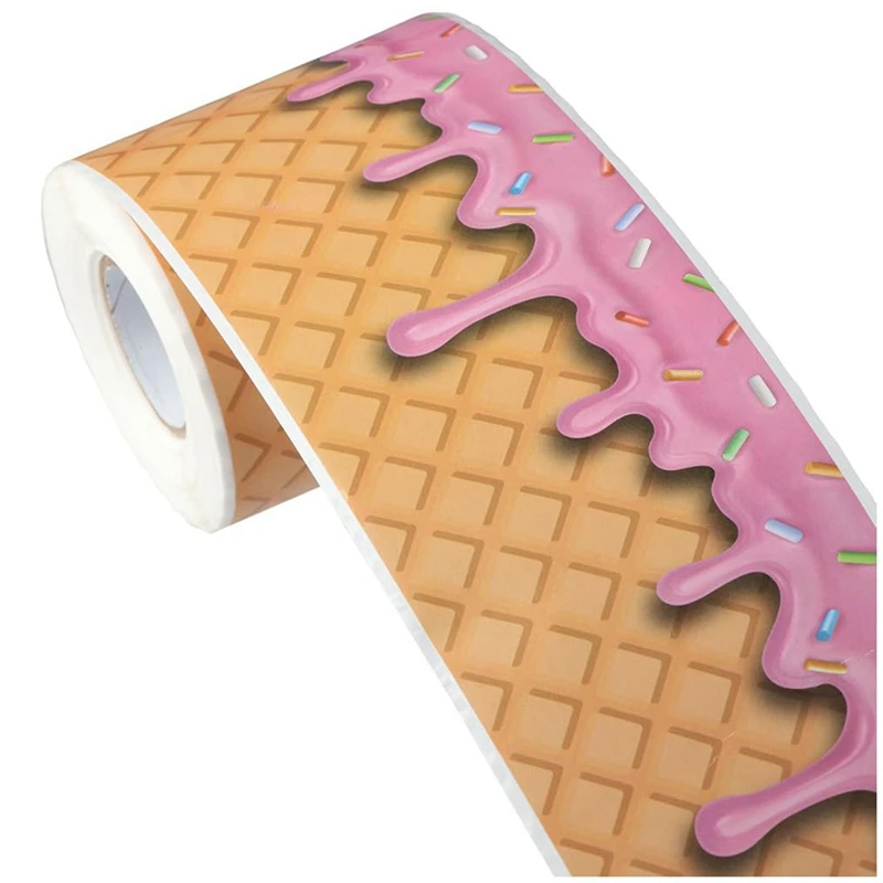 Self-Adhesive Ice Cream 65.6Ft Bulletin Board Border Bulletin Board Sticker Decorations For Classrooms Chalkboard