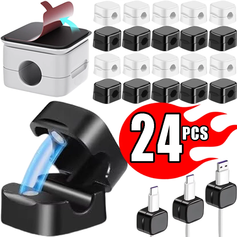 Magnetic Cable Clip Organizer Adhesive Cables Holder Wire Management USB Charger Cord Keeper for Home Office Phone DeskCar Wall