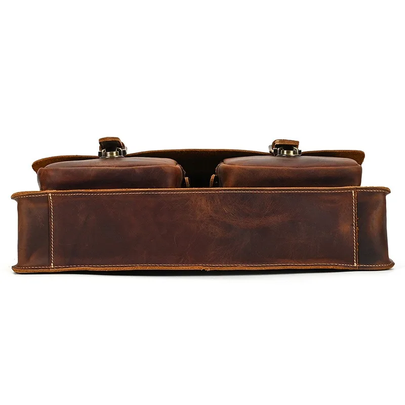 Nesitu Vintage Nero Marrone Caffè Genuino Crazy Horse Pelle Executive 14 '' Laptop Valigetta da uomo Portafoglio Messenger Bag M9370