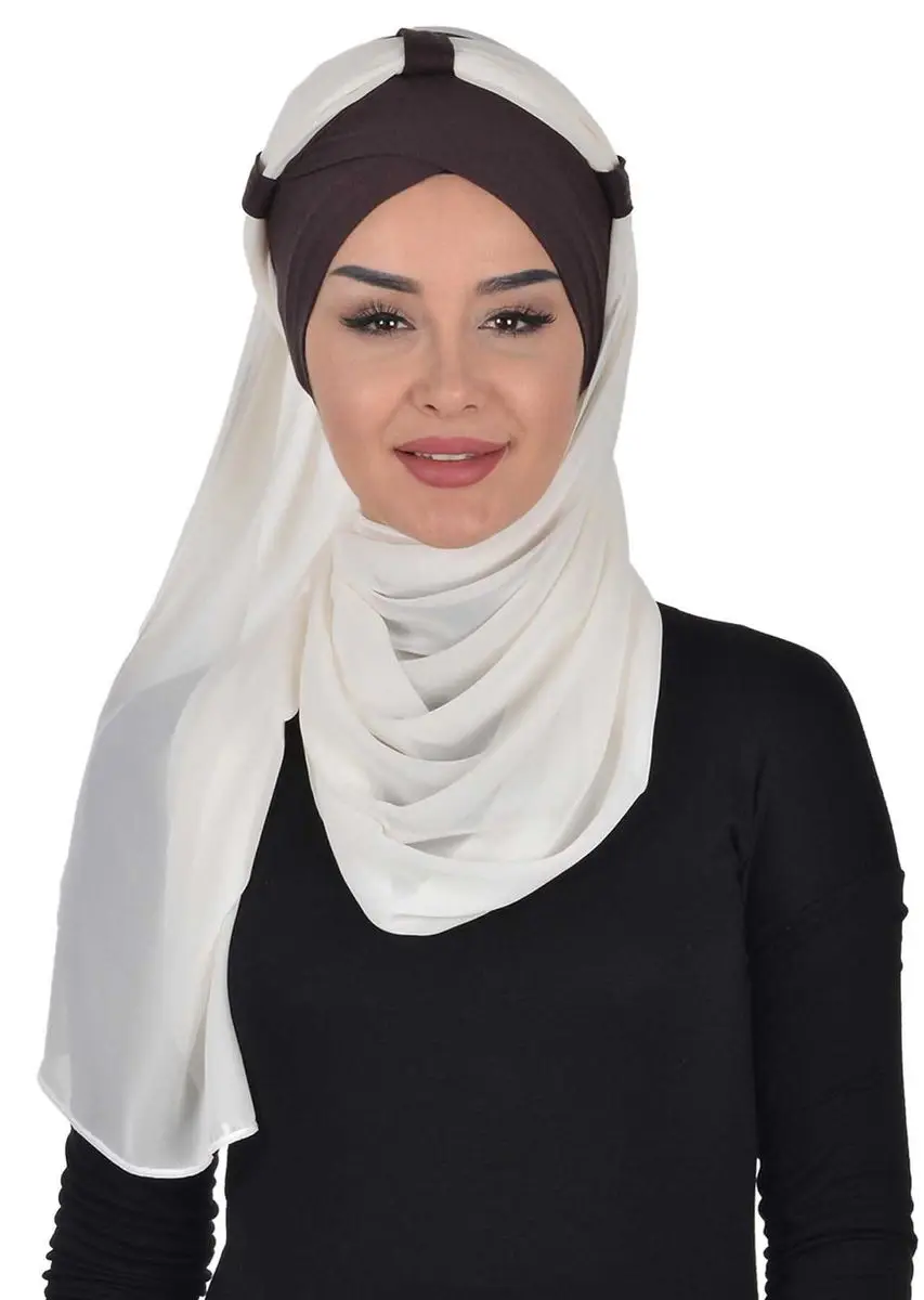 

Combed cotton chiffon shawl brown