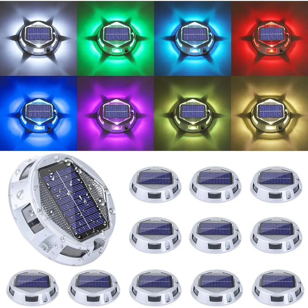 

12-Pack Outdoor Deck Lights, Waterproof RGB Step Lights for Garden, Yard, Stair, Sidewalk, Walkway