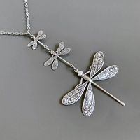 1 Pc Vintage Antique Creative Personality Bohemian Silver Colour Dragonfly Necklace Women Daily Party
