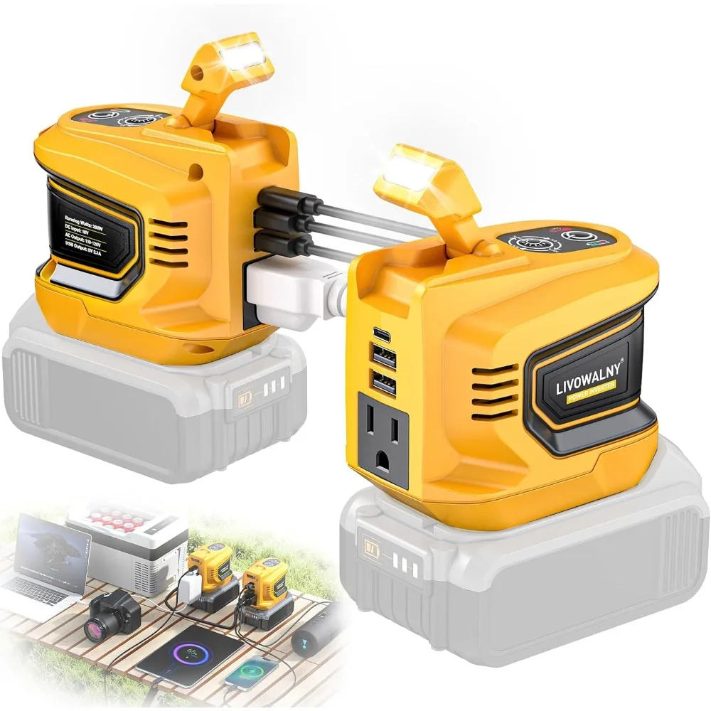 

Dual 200W Portable Power Inverter for 20V DC to 110-120V AC Conversion, Suitable for Phone Charging