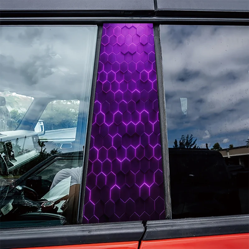 

2 pieces of automotive B-pillar film Hexagon Glossy material protective film