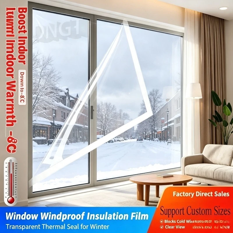 Factory Winter Thermal Window Film Windproof Insulation Energy Saving Cold Proof Cover DIY Install Custom Size for Household Use