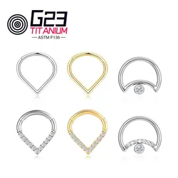 High Quality G23 F136 Titanium Hinged Tear Drop Ring Septum Nose Clicker Piercing Labret Ear Tragus Cartilage Earring