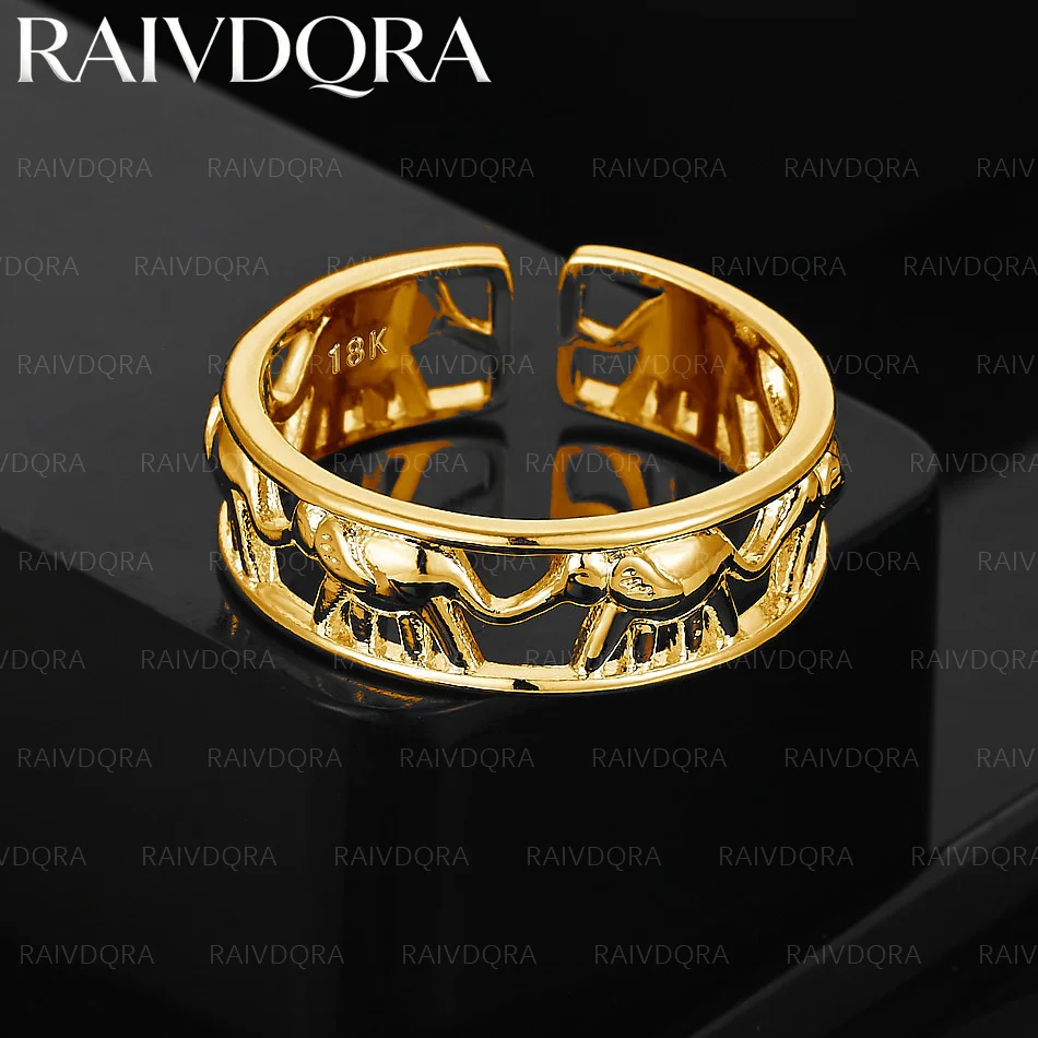 18K Gold Plated Hollow Elephant Ring For Women Fashion Jewelry Charm Grace Noble Wedding Accessories