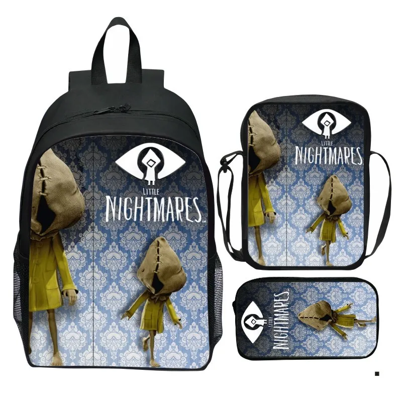 

Little Nightmares Unisex Children Large Backpack 3Pcs Set-Back to School Daypack+Canvas Side Bag+Pencil Box for Student