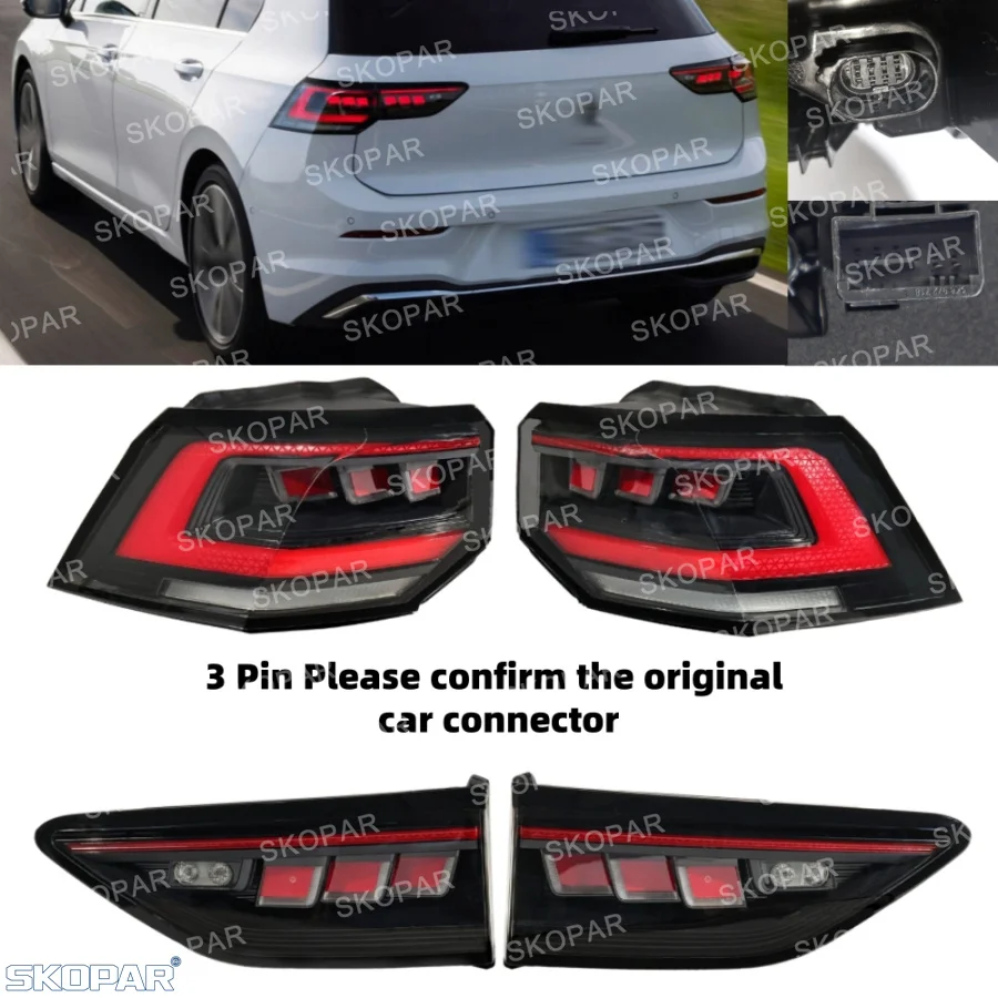 For VW Golf 8.5 MK8.5 2021 2022 2023 2024 3 Pin Tail Light Rear Brake Lamp Car accessories 5HG945207A 5HG945308A No Dynamic