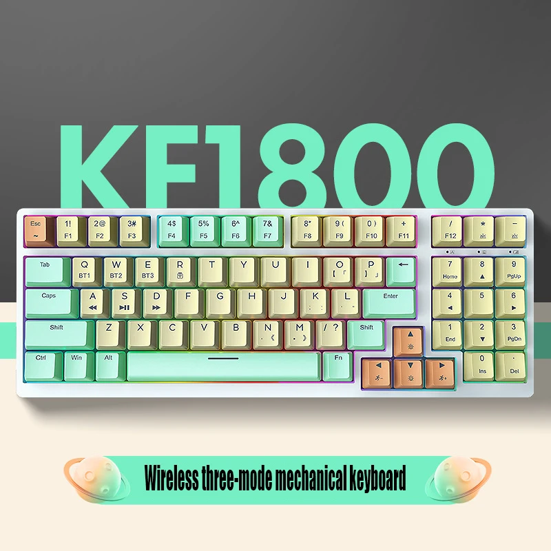 

Набор механической клавиатуры KF1800 для самостоятельной сборки с тремя режимами, Bluetooth, 68 клавишами, горячая Распродажа, используется для RGB макроштекера драйвера сиденья вала