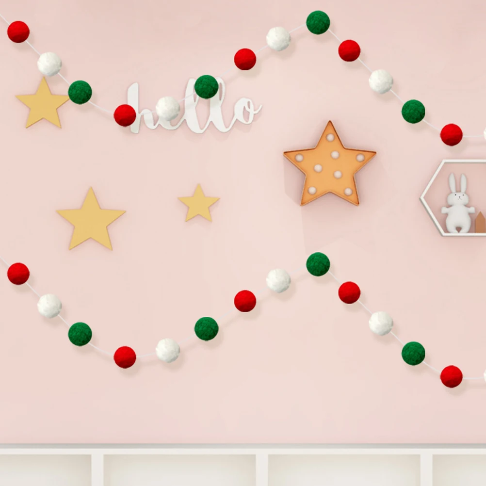 

2Pcs Ball Pendant Pom Pom Festival Hanging Decor Christmas Tree Ornament Home Room Party Decoration Wool Ball String Fall