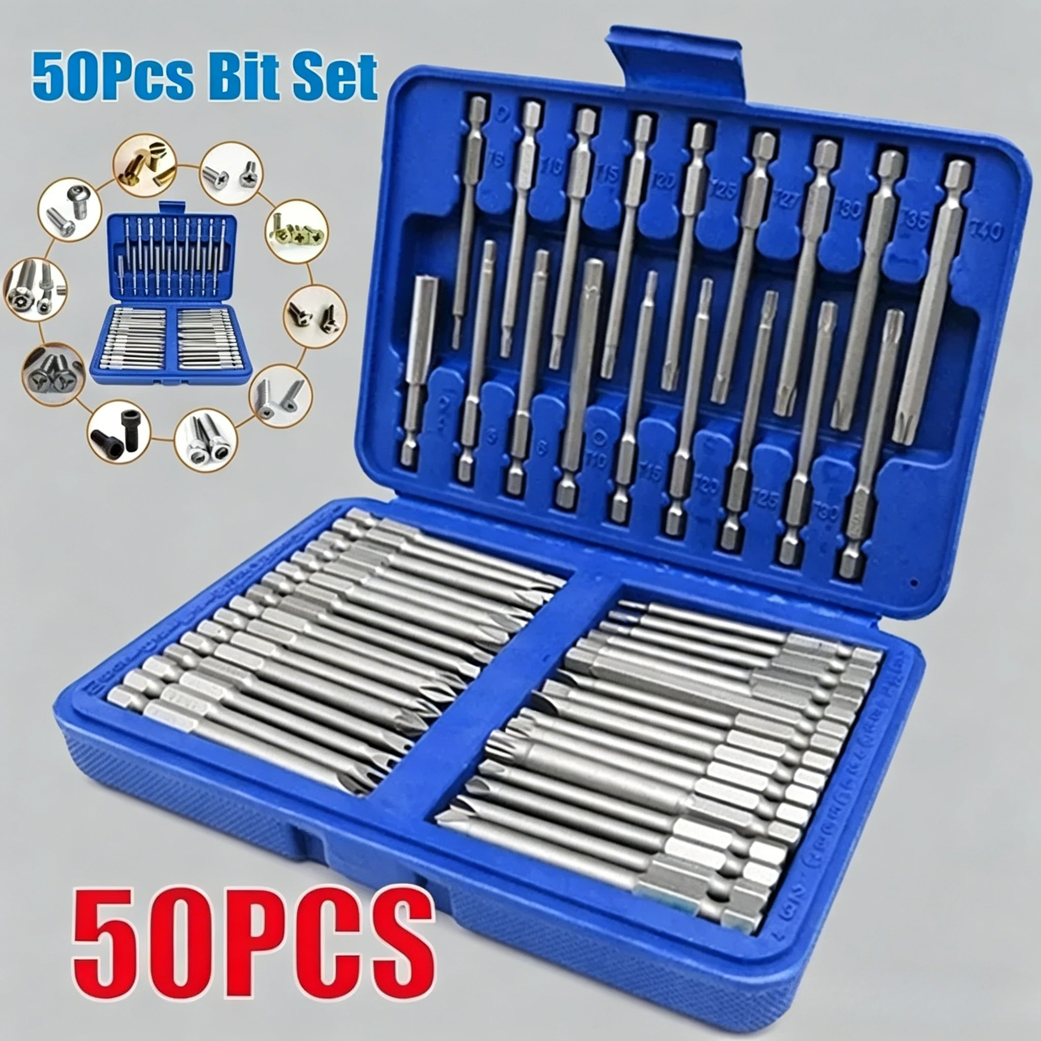 

New 50 Extended Batch Head Rod Set Cross Word Lengthened Screwdriver Bit Extension Rod Batch Head Electric Drill Set Tool