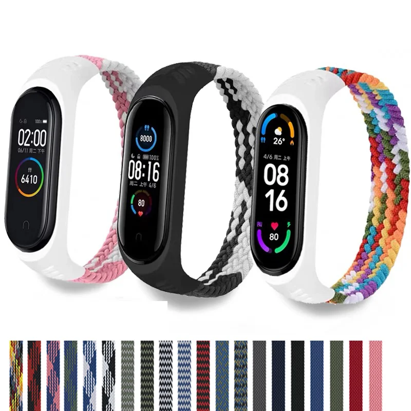 Watchband for xiaomi Mi band 7 NFC Watch Strap Nylon  Bracelet smartwatch Miband6 correa Mi band 7 6 5 4 Braided Solo Loop belt
