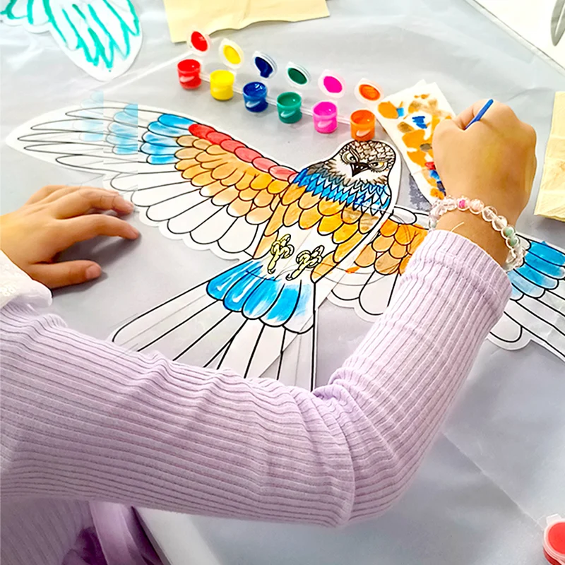 50cm 미니 플라스틱 연 DIY 연 그림 그리기 연 도구 및 비행 도구 포함 야외 재미 창의적인 장난감 어린이 선물