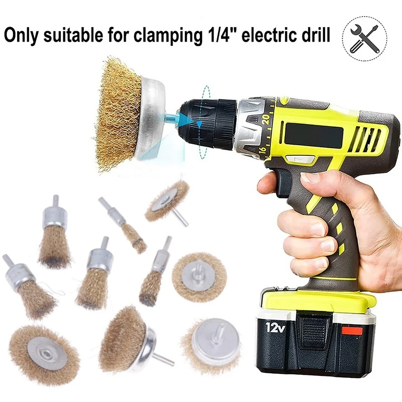 

3PC Pen Type Steel Wire Brush 5PC Electric Drill Steel Wire Wheel with Rod Polish and Rust Removal Electric Drill Tool Accessory