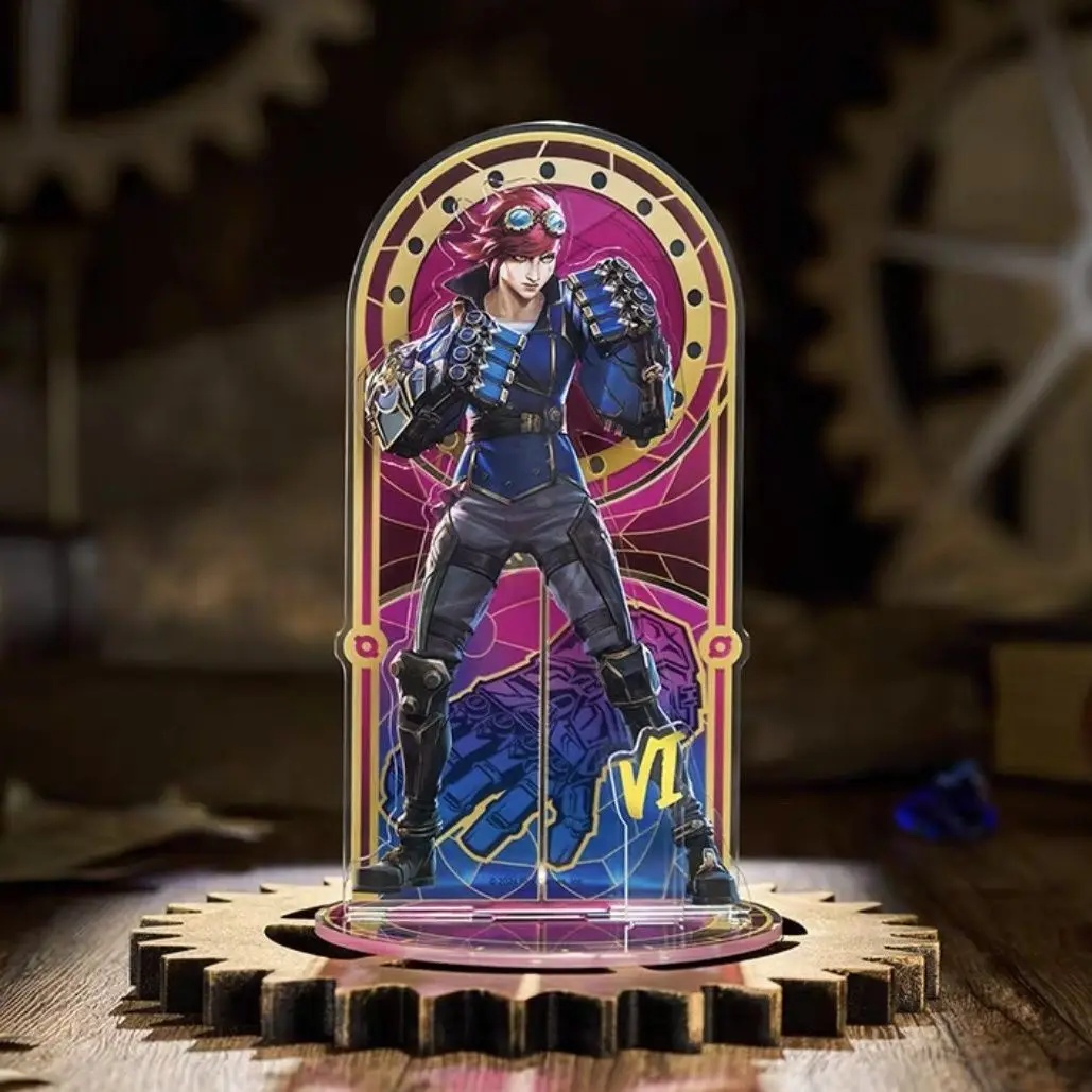 LOL غامض لوحة زخارف مكتب Jinx الدائمة السادس جمع حلية الإكسسوارات تأثيث المواد الاكريليك دمية نموذج لعبة مجوهرات
