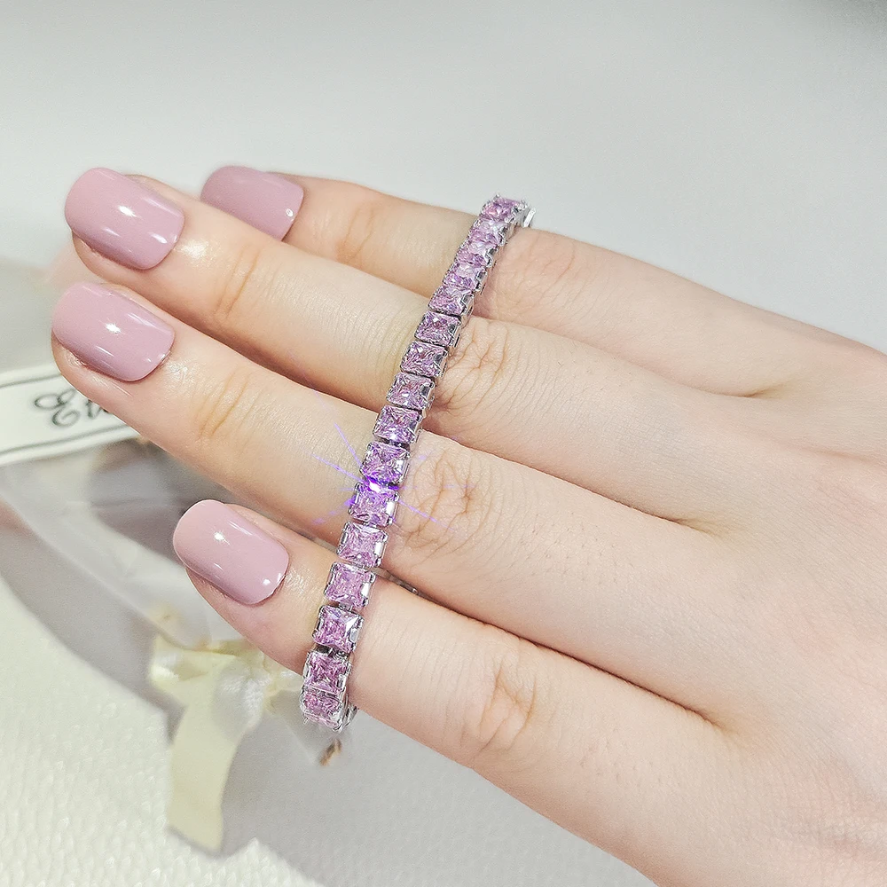 2023 New Pink Color Princess Bracelet Bangle for Women Anniversary Gift Jewelry Wholesale S7207
