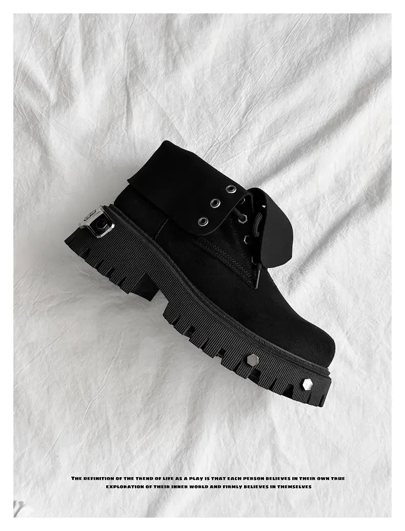 High Top Motorcycle Boots Plus Size 45 Mens Designer Outdoor Work Boots Fashion Casual Leather Height Increased Platform Boots