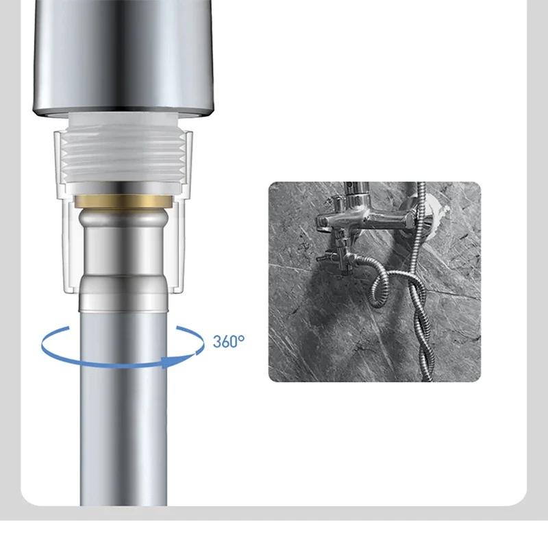 Bourdillat-Mangueira de chuveiro portátil para banheiro, tubulação de água do chuveiro, chuveiro de substituição, prata preta e ouro, SS304
