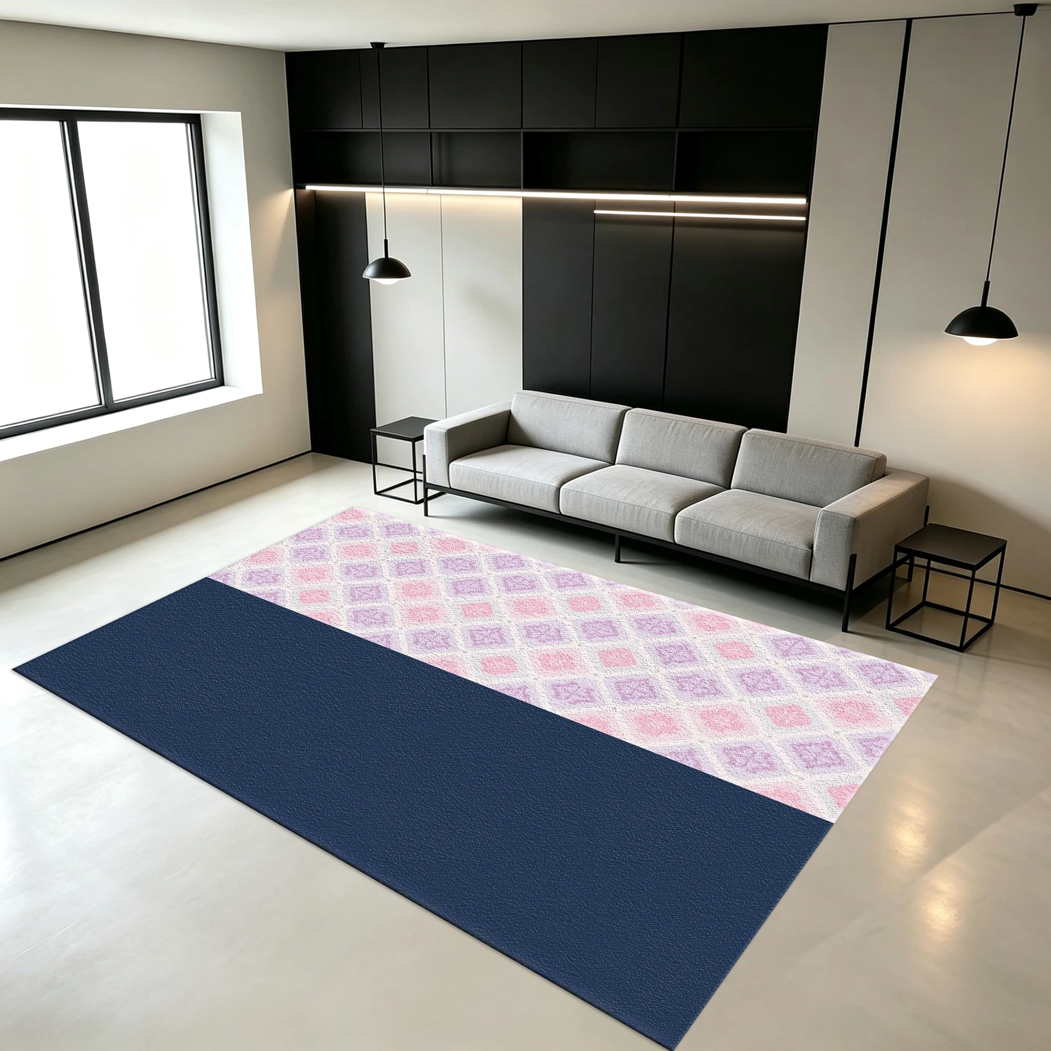 Soft Diamond Geometric Pattern Carpet, Elegant Home Decor Rug, Soft Floor Mat Suitable for Living Room, Bedroom, and Apartment Interior Decoration.