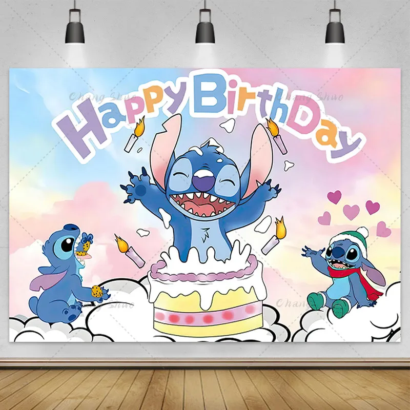 

Disney Lilo & Stitch Backdrop Banner Baby Shower Children's Birthday Party Decor Banner Photography Background Photo Studio