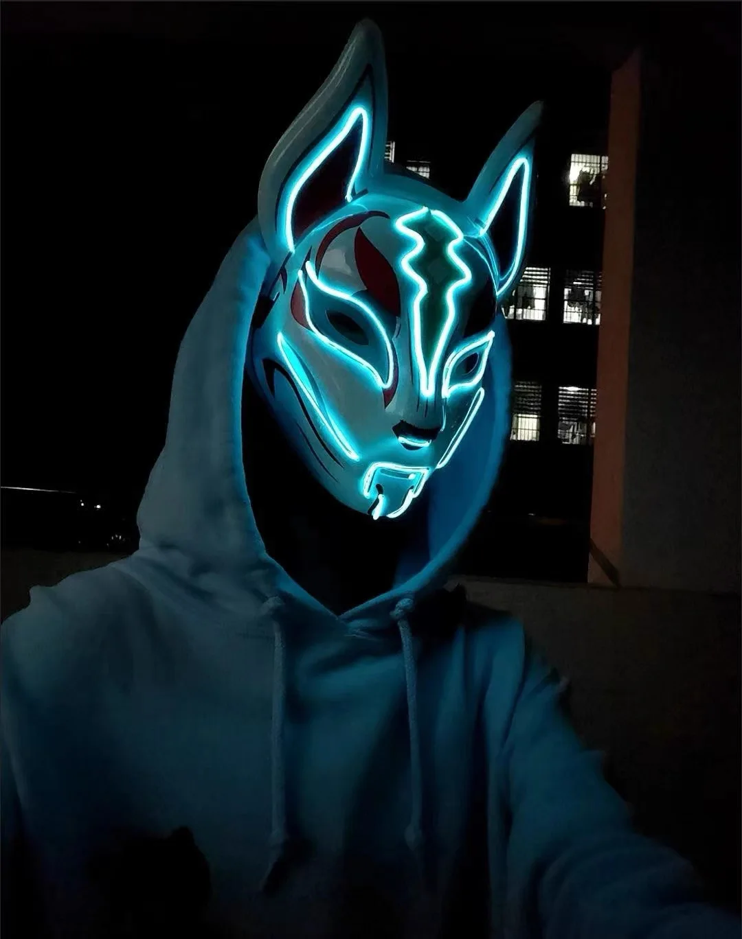 Hot Sale Anime Mask Halloween Cosplay Fox Mask Neon Light up Mask LED Luminous Masks Glow In The Dark Carnival Party Supplies