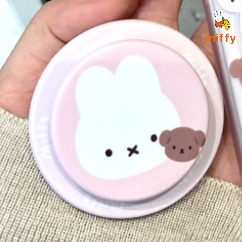 Kawaii Miffy غلاف الهاتف مناسبة آيفون 17 16 15 14 الكرتون ميفي وبوريس حامل مغناطيسي الوردي مكافحة إسقاط جراب هاتف الهدايا