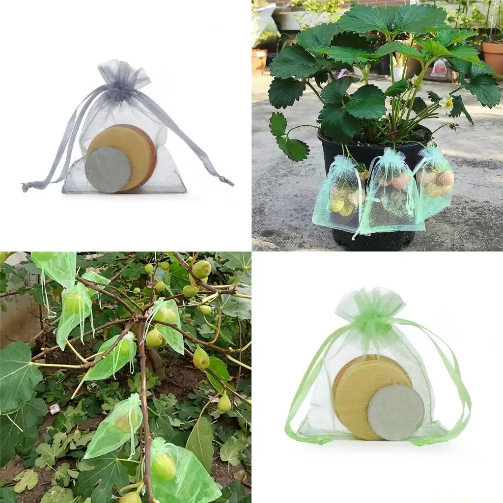 X90D Reusable Polyester Fruit Protections Sleeves for Orchards Gardening Bird Insect Preventions Breathable Drawstring Design