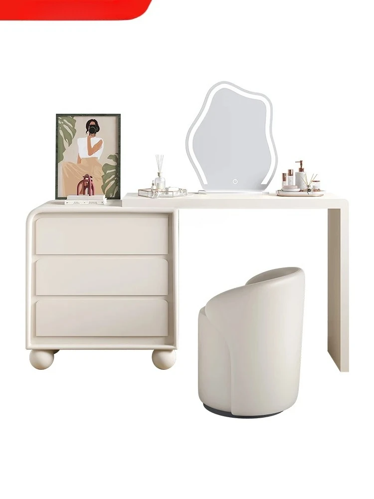 Cream Style Dresser Three-Bucket Cabinet Integrated Bedroom Makeup Table French Dresser