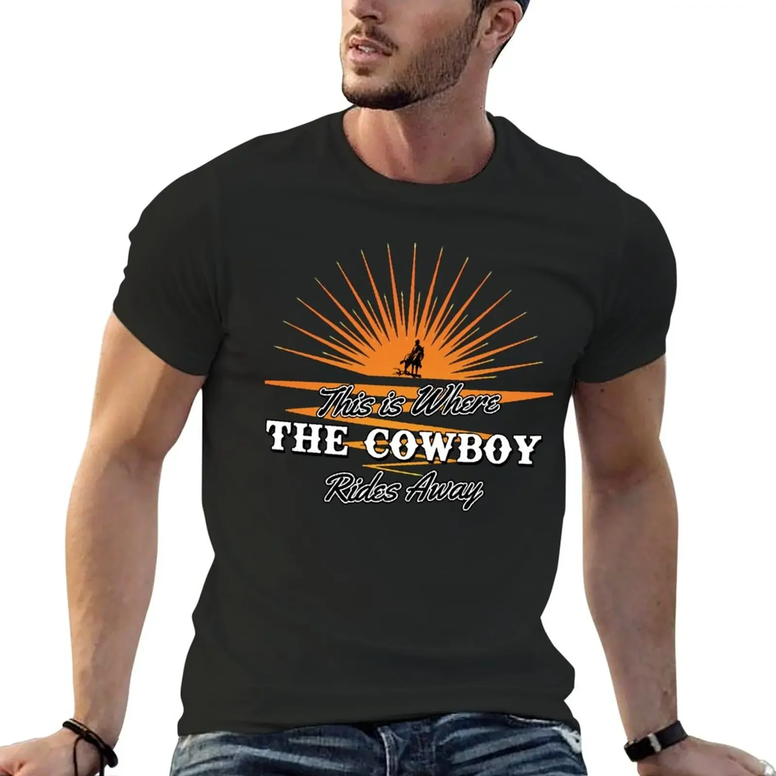 Classic Retro Cowboy Rides Away Simple Steps Best Women Men T-Shirt boys animal print funnys graphic tee shirt men