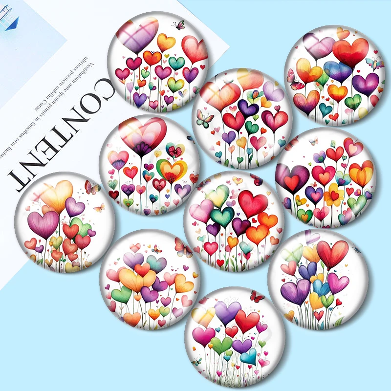 Heart Clipart  10pcs 12mm/18mm/20mm/25mm Round photo glass cabochon demo flat back Making findings