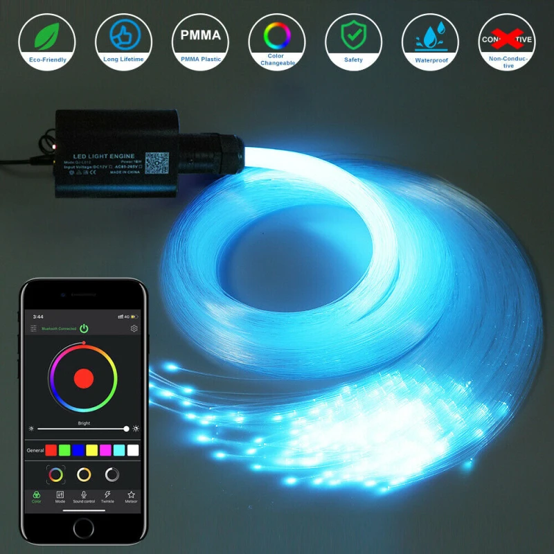 Kit de plafond à fibre optique LED RGBW Star Sky, portable avec contrôleur d'application pour smartphone, accessoires d'intérieur de voiture