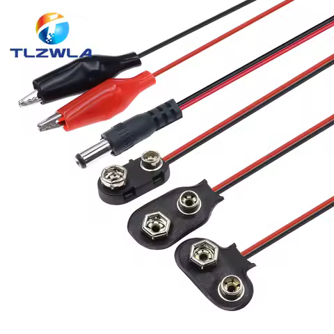 9V Battery Clips 15cm Black Red 2Wired Cable Connection Connector Buckle 9 Volt Battery Clip Connector Battery Holder