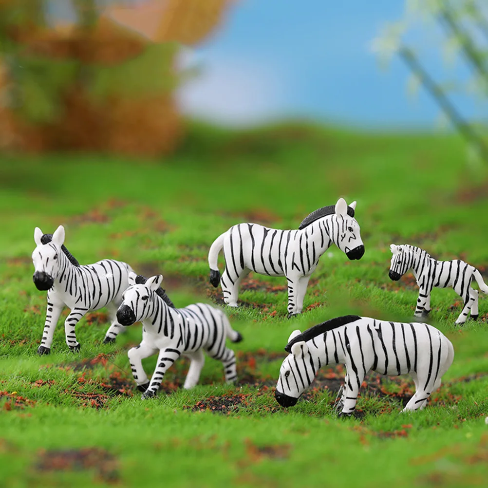 

6pcs Resin Zebra Miniature Figurines Resin Zebra Mold Zebra Micro Landscape Decor
