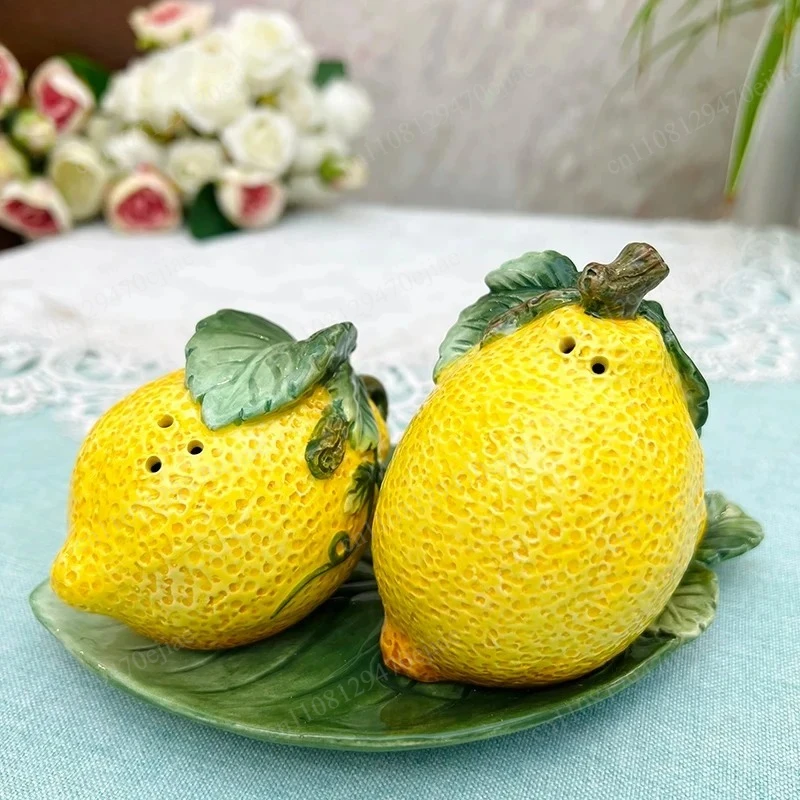 Ceramic Lemon Storage Jar, Faux Fruit Decorative Canister & Airtight Tea Caddy for Home Kitchen